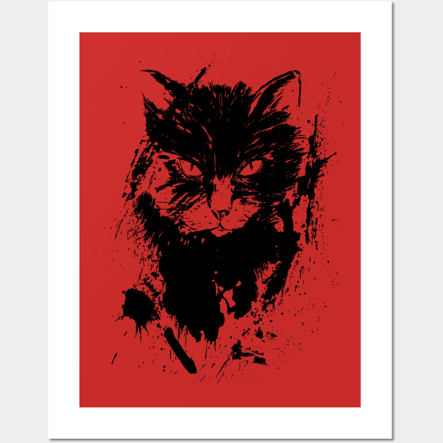 black cat on red Wall Art by NemfisArt